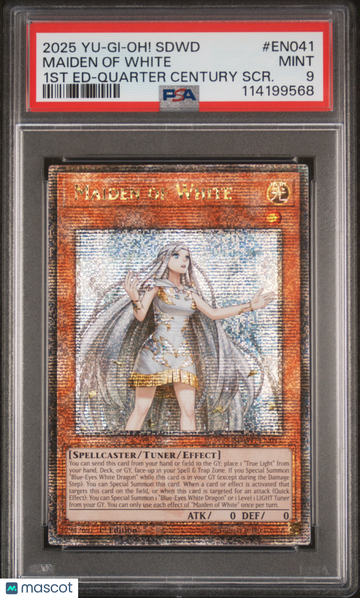 Structure Deck: Blue-Eyes White Destiny Maiden Of White Foil Quarter Century Secret Rare 1st Edition PSA 9 #041