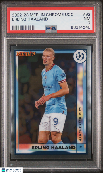 2022-23 Topps Merlin Chrome UEFA Club Competitions Erling Haaland #92 PSA 7