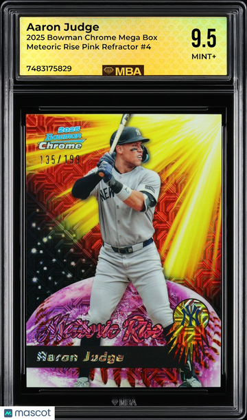 2025 Bowman Chrome Mega Box Meteoric Rise Aaron Judge #4 Pink Refractor /199 MBA 9.5