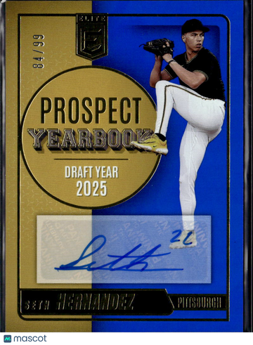 Seth Hernandez 2026 Panini Donruss Elite Extra Edition Prospect Yearbook Auto Blue /99 Pittsburgh