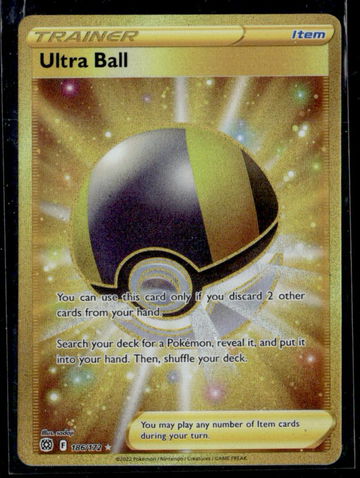 2022 Pokémon Sword & Shield Brilliant Stars Gold Trainer Ultra Ball #186/172