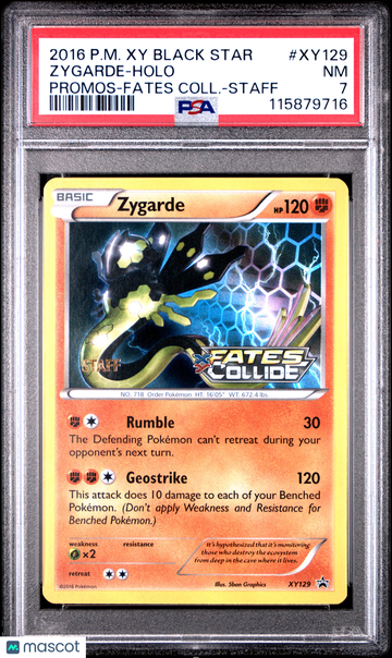 2016 Pokemon Xy Black Star Promo Zygarde Holo PSA 7 #XY129