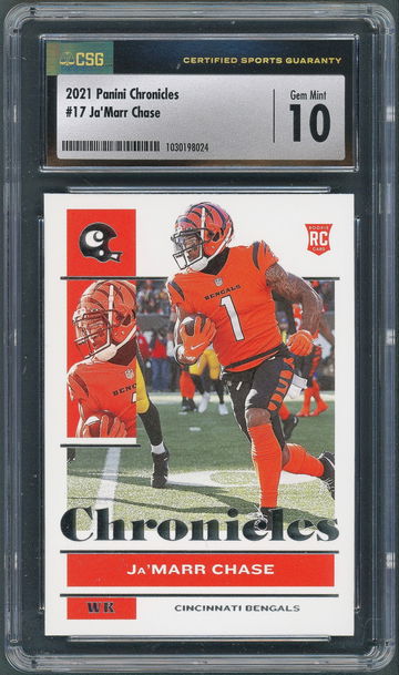 2021 Panini Chronicles Ja'Marr Chase RC #17 CSG Gem Mint 10 - Cincinnati Bengals