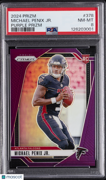 2024 Panini Prizm Michael Penix JR. #378 Purple /125 Short Print Rookie PSA 8