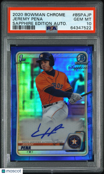 2020 Bowman Chrome Sapphire Edition Autographs Jeremy Pena #BSPAJP Autograph PSA 10