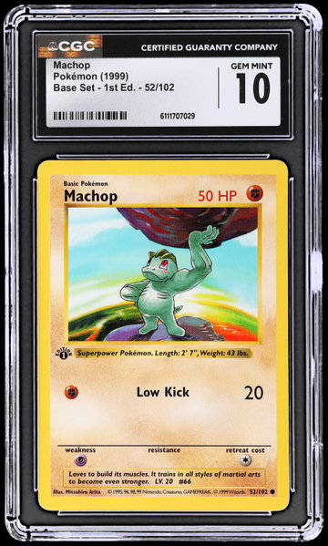 1999 Pokemon Base Set Machop 1st Edition CGC 10