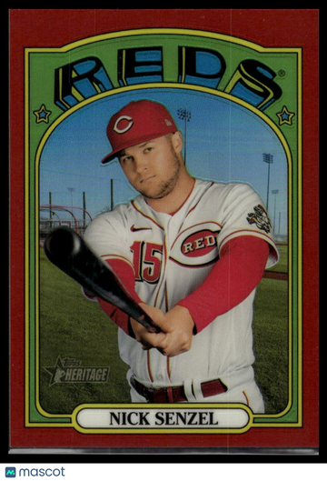 2021 Topps Heritage Nick Senzel #672 Chrome Red Refractor SN