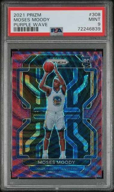 2021-22 Panini Prizm Moses Moody Purple Wave PSA 9