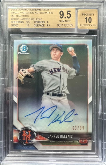 Jarred Kelenic 2018 Bowman Chrome Variation Refractor Auto #63/99 BGS 9.5/10