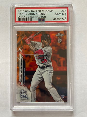 2020 Ben Baller Topps Chrome #49 Randy Arozarena /25 Orange Refractor PSA 10 Gem Mint