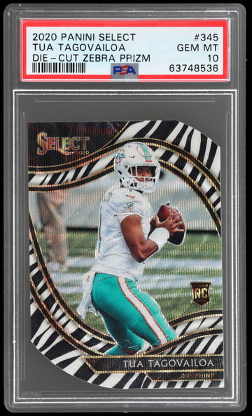 2020 Panini Select Tua Tagovailoa Field Level Die Cut Zebra Prizm PSA 10 RC