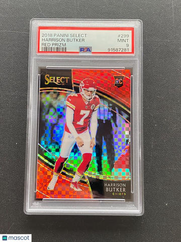 2018 Select Harrison Butker #299 Red Prizm Rookie PSA 9