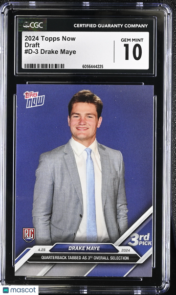 2024 Topps Now Drake Maye #D-3 Draft CGC 10