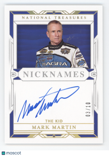 2020 Panini National Treasures Racing Nicknames Mark Martin #N-MM /10