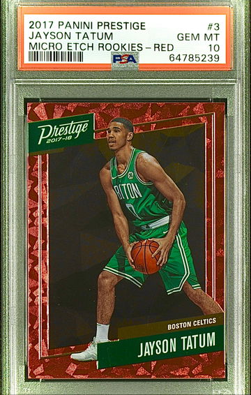 2017 Panini Prestige Jayson Tatum Micro Etch Rookies Red PSA 10 Get Mint RC SP