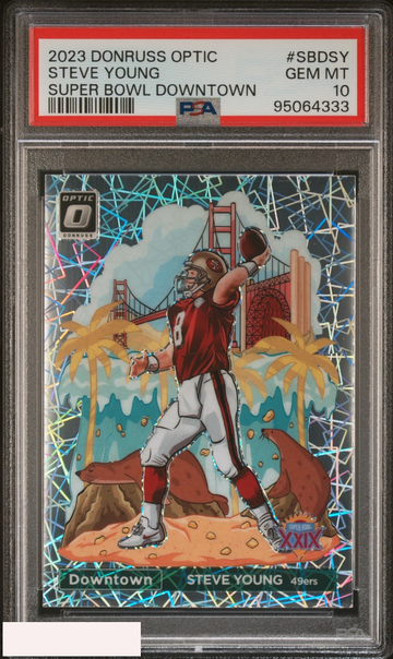 2023 PANINI DONRUSS OPTIC SUPER BOWL DOWNTOWN STEVE YOUNG #SBDSY 49ERS PSA 10
