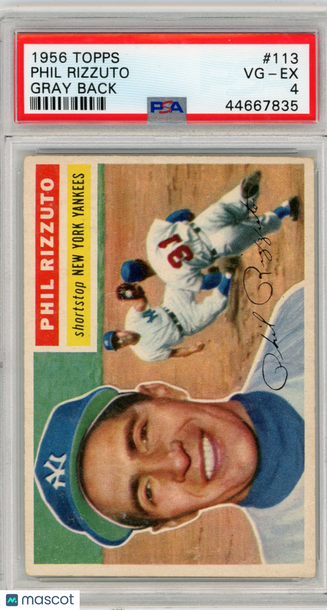 1956 Topps Phil Rizzuto #113 Gray Back PSA 4