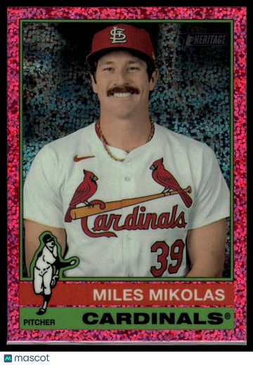2025 Topps Heritage Miles Mikolas #426 Chrome Pink Sparkle Refractor