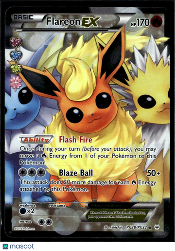 2016 Generations Flareon EX Holo Rare FA #RC28/RC32