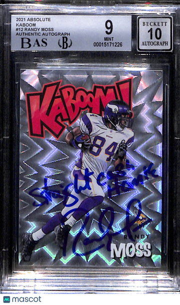 2021 Absolute Kaboom Randy Moss BGS 9 STRAIGHT CASH HOMIE AUTO