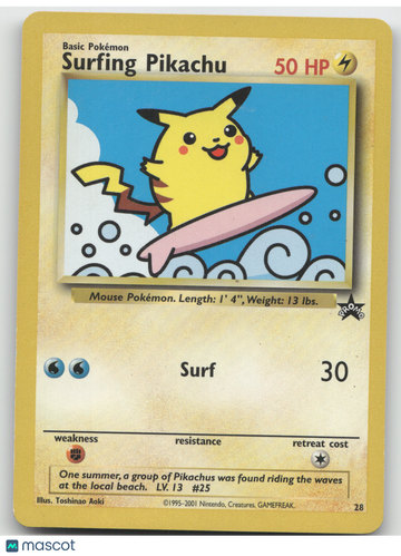 2001 Wizards Surfing Pikachu Black Star Promo #28