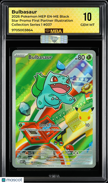 2026 Pokemon MEP EN-ME Black Star Promo Bulbasaur #037 First Partner Illustration Collection Series 1 MBA 10