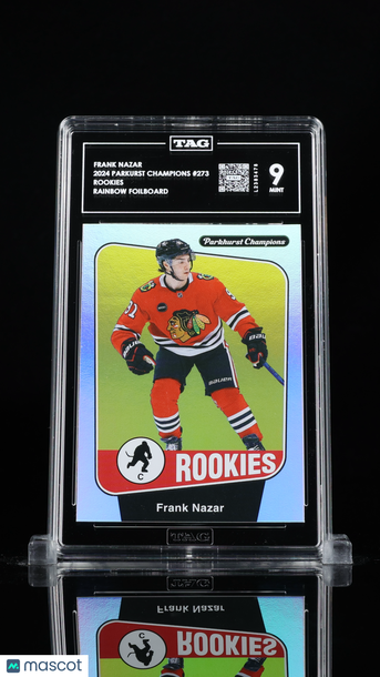 2024-25 Parkhurst Champions Frank Nazar #273 Rainbow Foilboard Rookie TAG 9