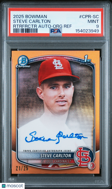 2025 Bowman Retrofractor Autographs Steve Carlton #CPR-SC Rtrfrctr Org Ref /25 PSA 9 Topps