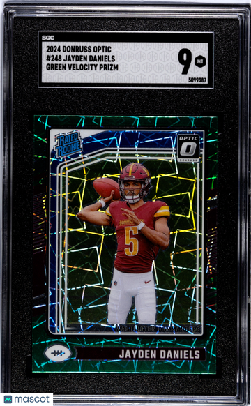 2024 Donruss Optic Jayden Daniels #248 Green Velocity Prizm SGC 9