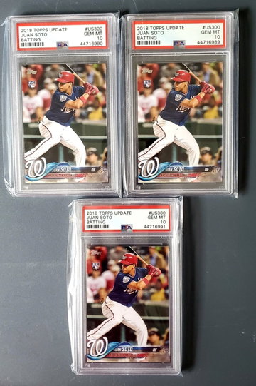 (3) 2018 Topps Update Juan Soto PSA 10 #US300 RC ***YOU GET ALL 3 CARDS***