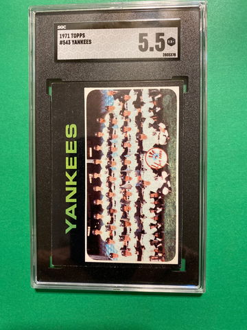 1971 Topps Yankees team card # 543 hi # 
