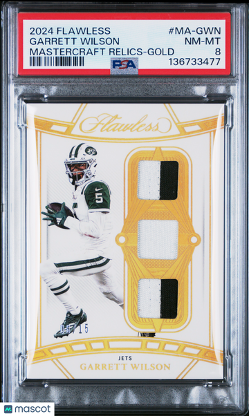 2024 Flawless Garrett Wilson #MA-GWN Mastercraft Relics Gold /15 PSA 8