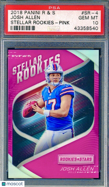 /85 POP 5 PSA 10 RC Josh Allen 2018 Panini Stellar Rookies Pink Holo Refractor