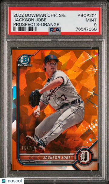 2022 Bowman Chrome S/E Jackson Jobe #BCP201 Prospects Orange /75 PSA 9