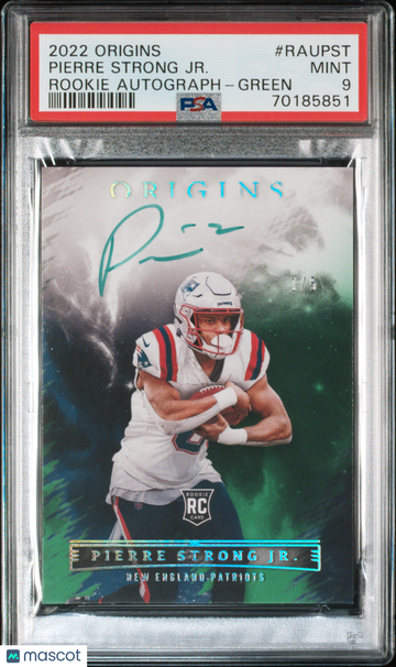 2022 Origins Pierre Strong Jr. Rookie Auto Green /5 PSA 9