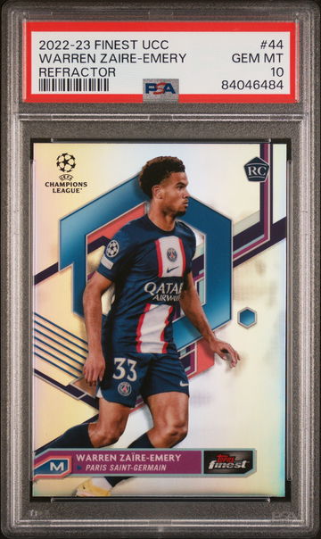 2022-23 TOPPS FINEST UEFA UCL WARREN ZAIRE-EMERY REFRACTOR #44 PSA 10