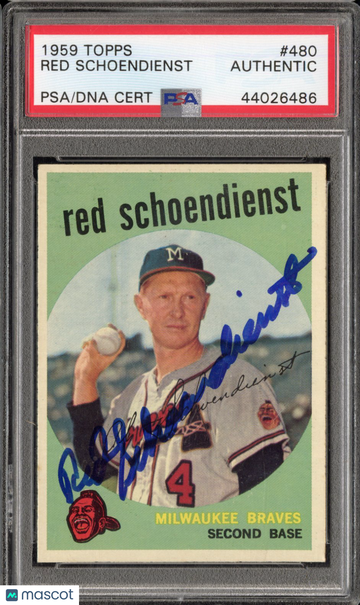 1959 Topps Red Schoendienst #480 Hand Signed Auto PSA Authentic Auto Authentic