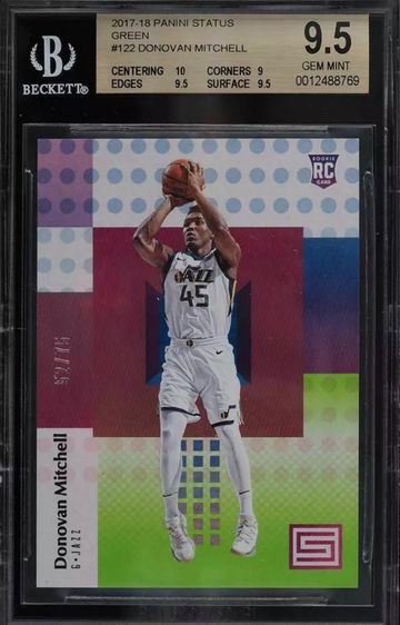 2017 Panini Status Green Donovan Mitchell ROOKIE RC /75 #122 BGS 9.5 GEM MINT Pop 2 