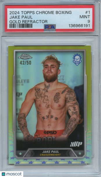 2024 Topps Chrome Jake Paul #1 Gold Refractor Rookie PSA 9 Topps