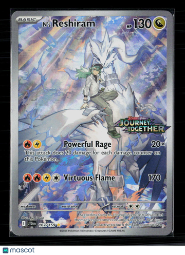 2025 Journey Together N'S Reshiram Holo Secret Rare SAR #167/159