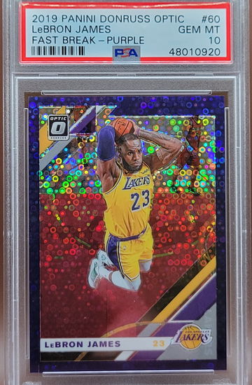2019 Panini Donruss Optic Fast Break Purple Lebron James #50 PSA 10