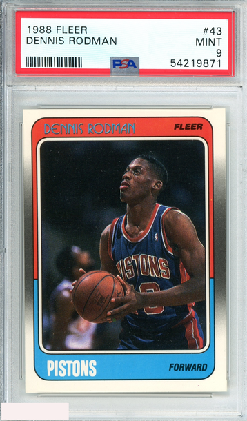 1988 FLEER DENNIS RODMAN #43 DETROIT PISTONS PSA 9 MINT