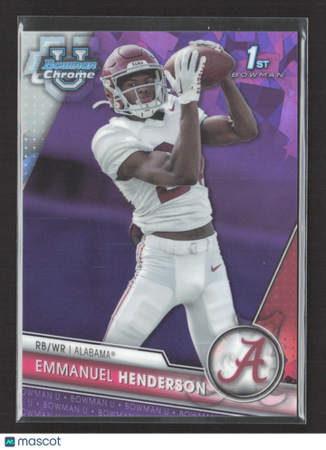 2023 Bowman Chrome University Emmanuel Henderson #38 Purple /10 1st Bowman