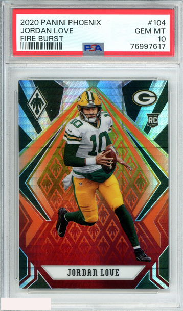 2020 PANINI PHOENIX JORDAN LOVE #104 FIRE BURST ROOKIE RC PSA 10 GEM MT