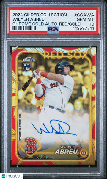 2024 Topps Gilded Collection Topps Chrome Gold Autographs Wilyer Abreu #CGAWA Red /5 PSA 10
