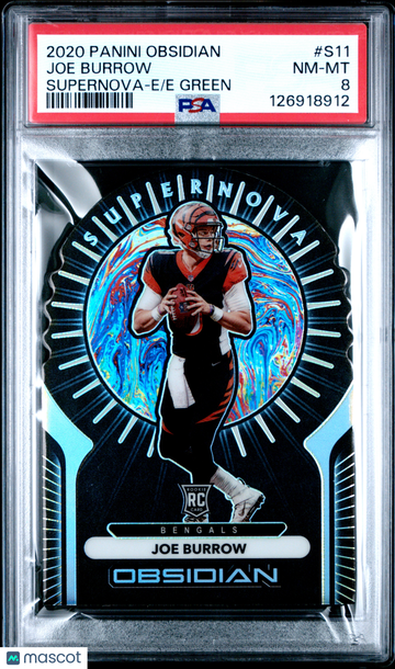2020 Panini Obsidian Supernova Joe Burrow #S11 Green PSA 8