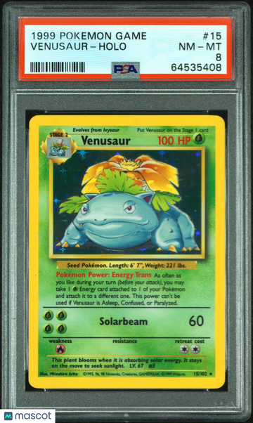 Base Set Venusaur Holo Rare PSA 8 #15