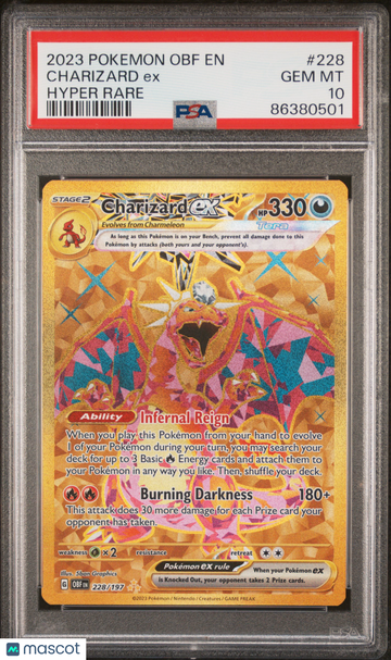 2023 Pokemon Obf EN-Obsidian Flames Charizard EX Hyper Rare PSA 10 #228