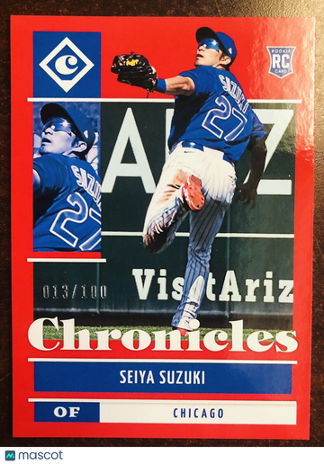 Seiya Suzuki 2022 Panini Chronicles #5 Red Parallel SP #013/100 RC Rookie Cubs