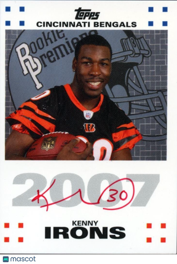 Kenny Irons 2007 Topps Rookie Auto Red Ink Topps Cincinnati Bengals